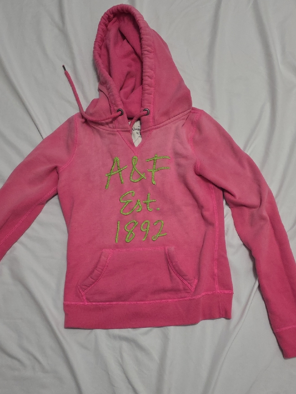 Abercrombie & Fitch Hot Pink Hoodie with Green Script